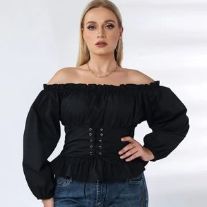 Omonsim women's black corset blouse size 2XL new with tags never used